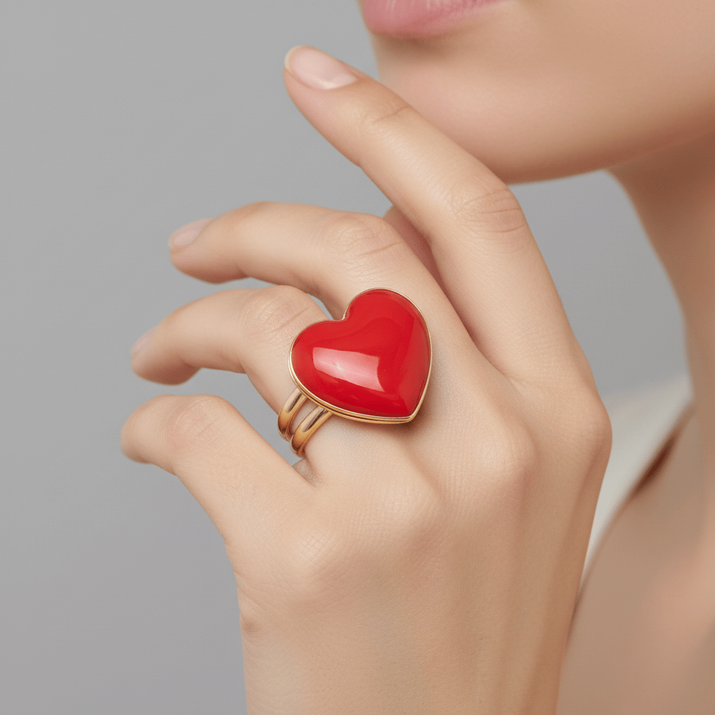 Anello cuore smalto 22mm