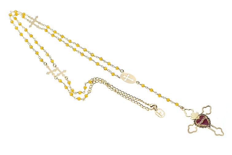 Collana Rosario (90cm) + croce aperta con sacro cuore