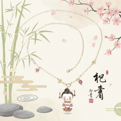 Collana Chie – saggezza in giapponese, vista frontale, collezione Kokoro, Nuage d'Etoiles