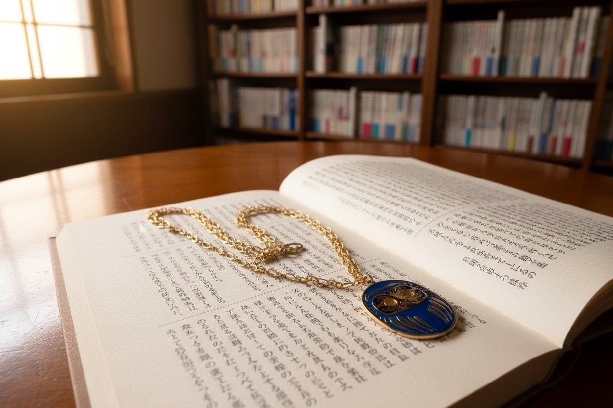 Collana Protezione Daruma 90cm indossata – ciondolo simbolo protezione e forza Nuage d'Étoiles