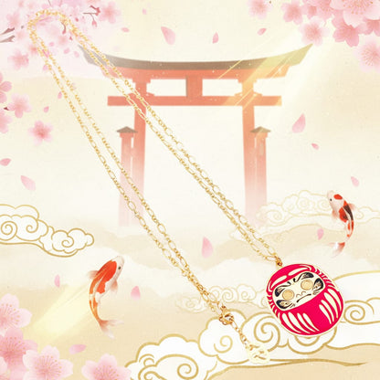 Collana Fortuna Daruma 90cm indossata – ciondolo portafortuna giapponese Nuage d'Étoiles