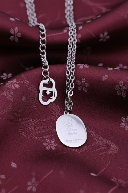 Collana daruma mini unisex retro inciso-dettaglio catena e incisione