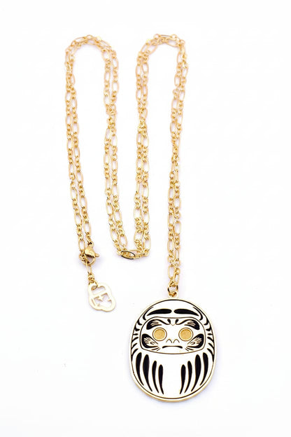 Collana Daruma 90 cm oro portafortuna giapponese per ricchezza e abbondanza 