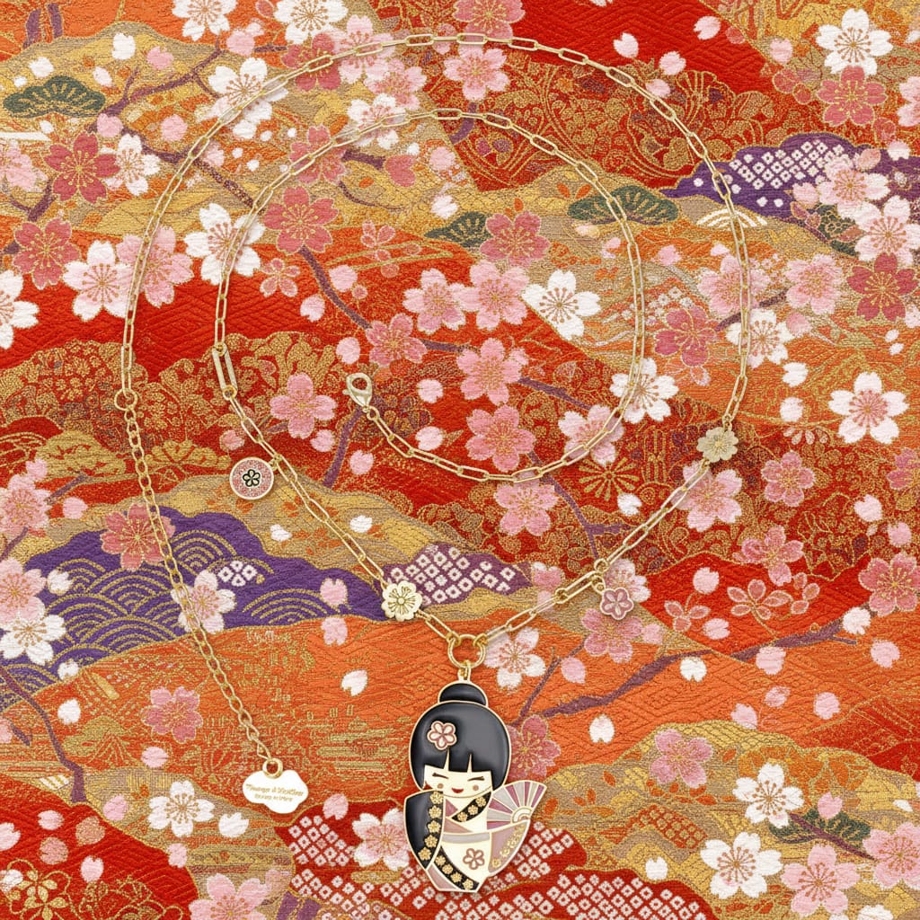 Collana Etsuko – gioia in giapponese, vista frontale, collezione Kokoro, Nuage d'Etoiles