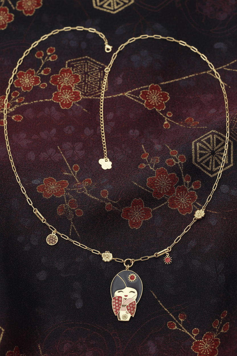 Collana Hirikiteki – fascino in giapponese, vista frontale, collezione Kokoro, Nuage d'Etoiles