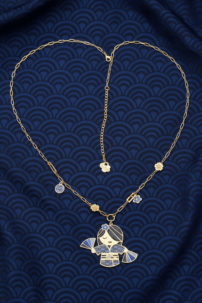 Collana Mi – bellezza in giapponese, vista frontale, collezione Kokoro, Nuage d'Etoiles