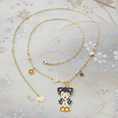 Collana Shizuka – serenità in giapponese, vista frontale, collezione Kokoro, Nuage d'Etoiles