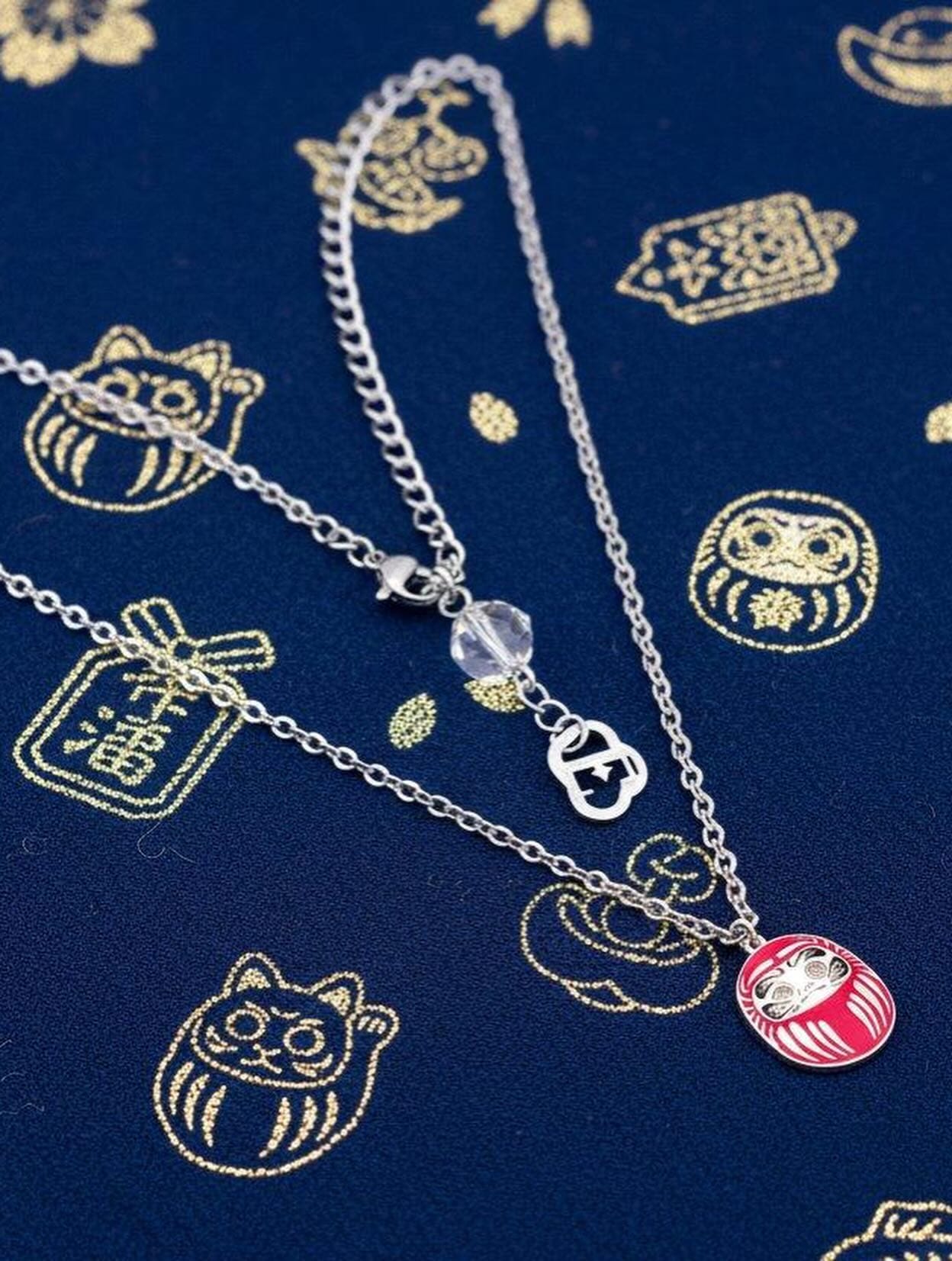 Collana Mini Daruma Rosso dettaglio ciondolo – ottone placcato rosso Nuage d'Étoiles