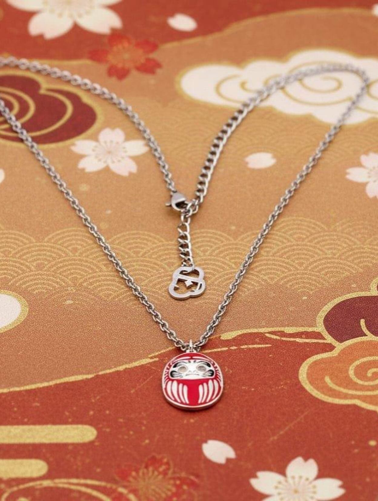 Collana Daruma Rosso uomo – catena in acciaio 40-50cm Nuage d'Étoiles
