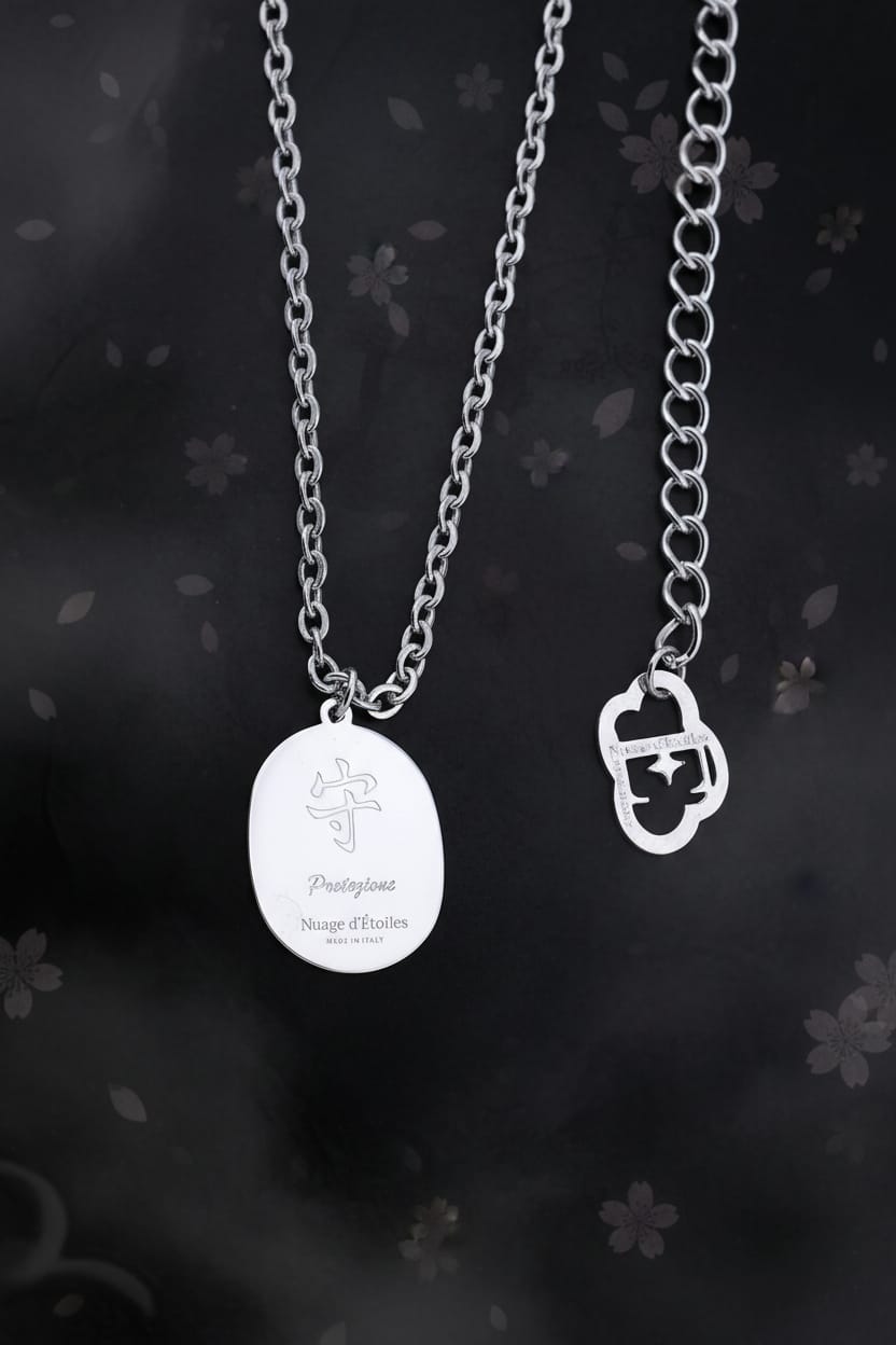 Collana mini daruma blu portafortuna protezione studio e laoro incisione posteriore , collana 50 cm su sfondo nero giapponese

