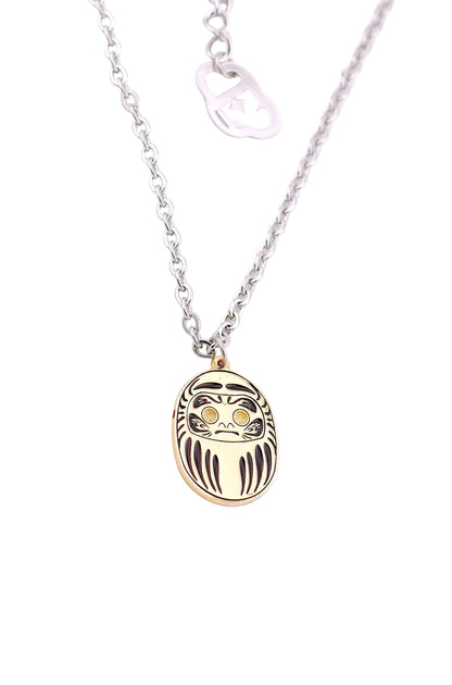 Collana_daruma_mini_oro_catena_in_acciaio_fondo_bianco