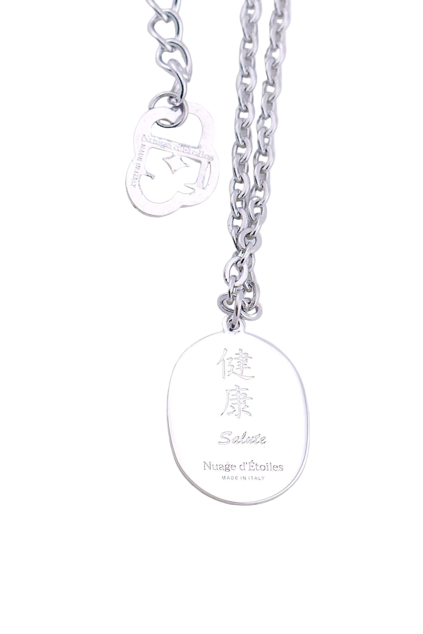 Collana Mini Daruma Verde dettaglio catena acciaio e retro  – gioiello uomo Nuage d'Étoiles