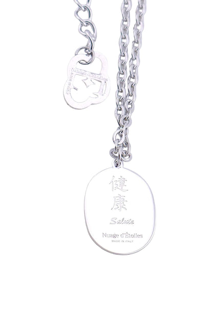 Collana Mini Daruma Verde dettaglio catena acciaio e retro  – gioiello uomo Nuage d'Étoiles