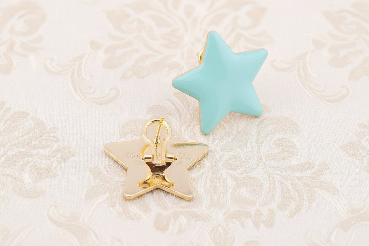 Orecchini Stella Smalto Media placcati oro 24kt – Nuage d'Etoiles