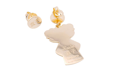 Retro orecchini Naoko Kokoro placcati oro 24kt con incisione Naoko 直子 Kokoro – Nuage d'Étoiles