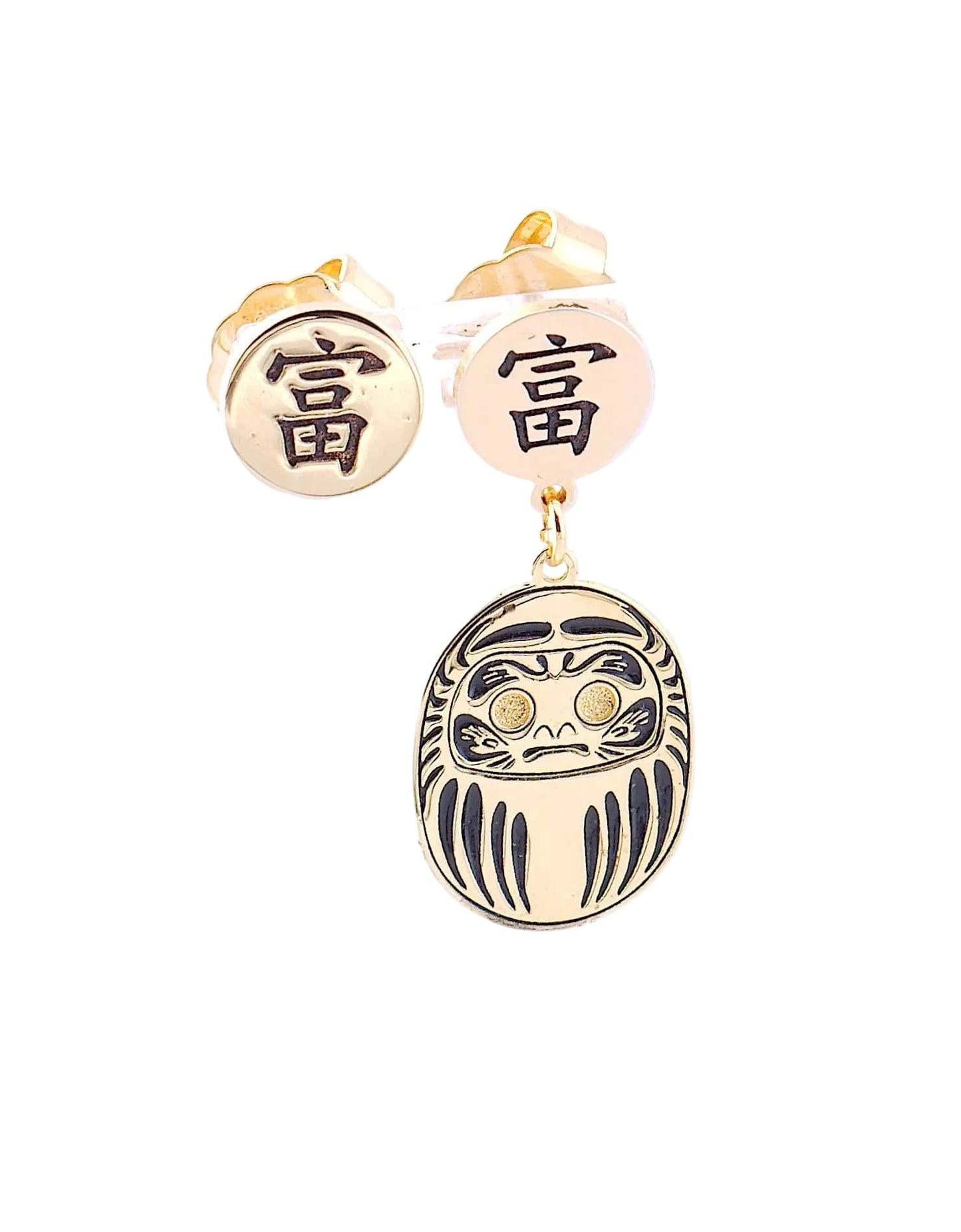 Orecchino Mini Daruma Oro – vista laterale dettaglio, collezione Daruma Mini, Nuage d'Etoiles