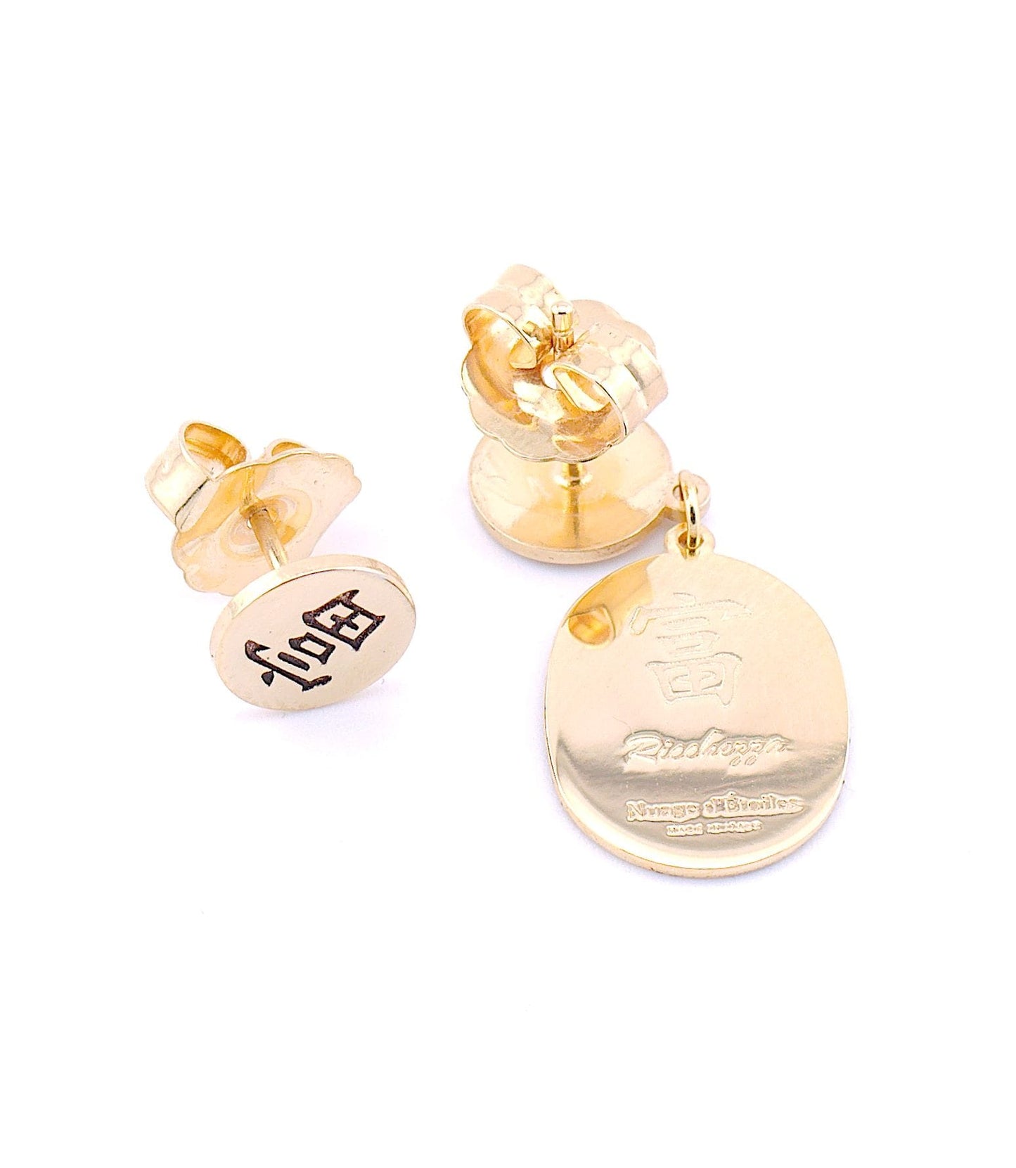 Orecchino Mini Daruma Oro – vista laterale dettaglio, collezione Daruma Mini, Nuage d'Etoiles