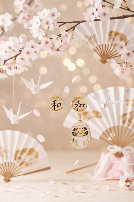 Orecchino MINI Daruma Bianco