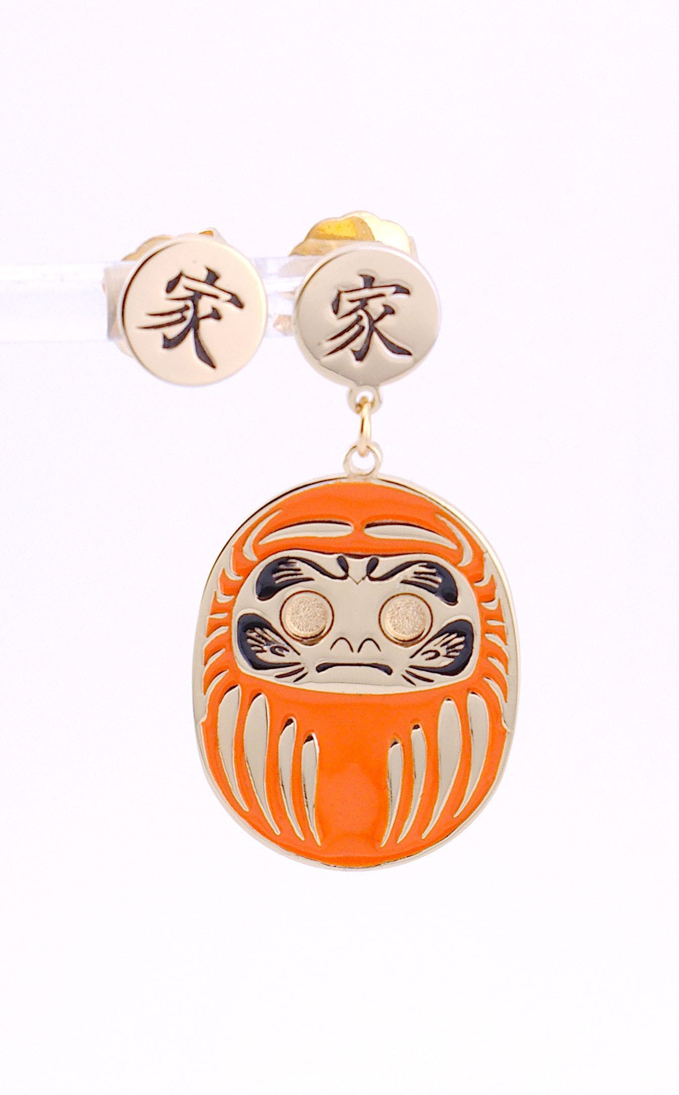 Orecchino Daruma Arancio – portafortuna giapponese, collezione Daruma, Nuage d'Etoiles