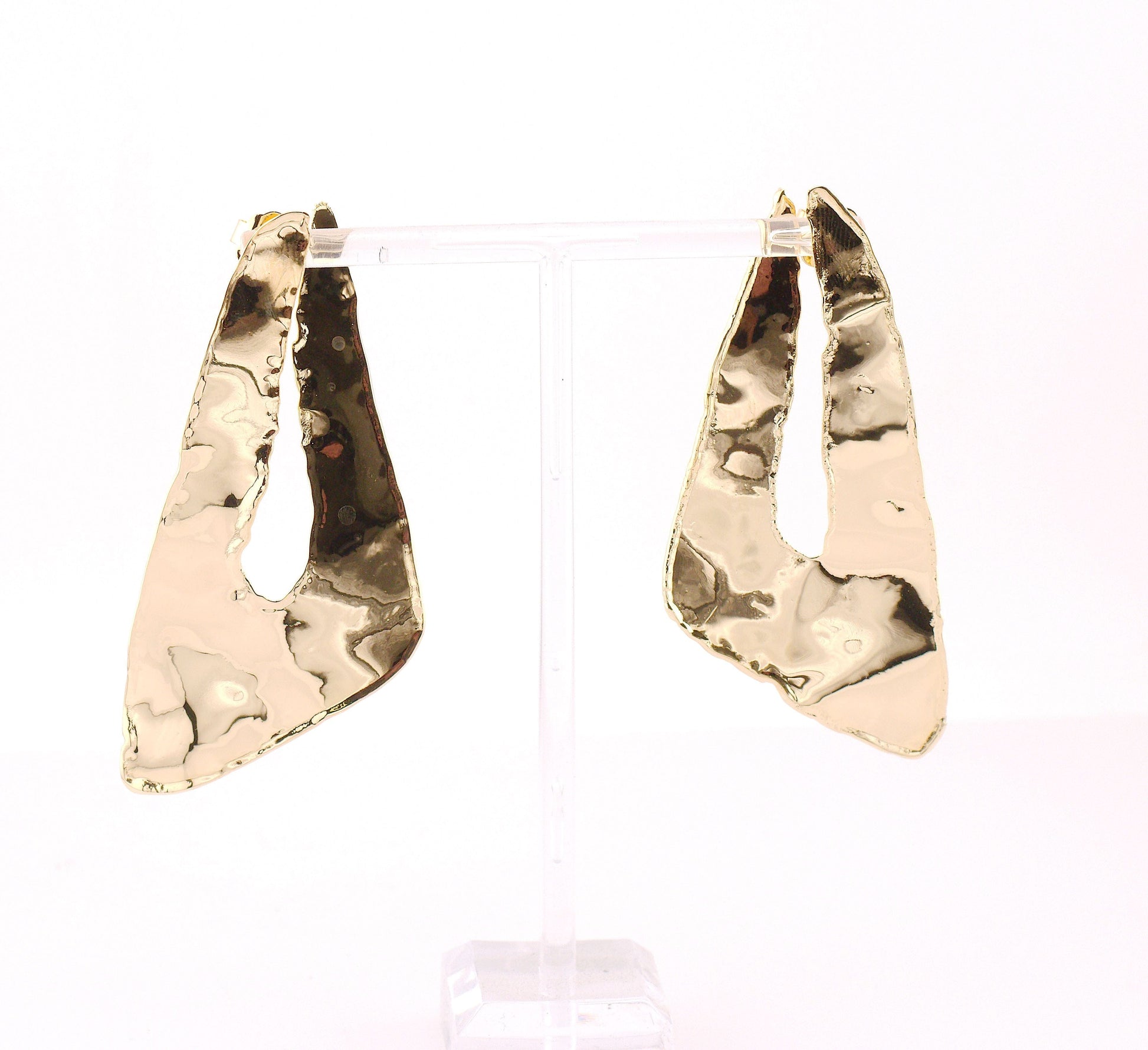 Orecchini Triangolo Burn Collection in bronzo – vista laterale, lavorati a mano | Nuage d'Etoiles