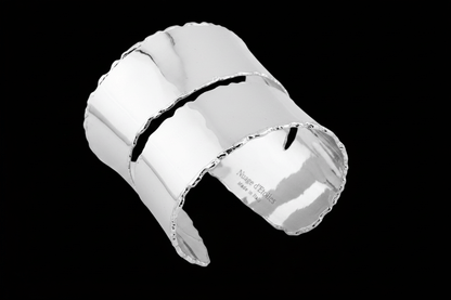 Bracciale Cuff Burn Collection in bronzo placcato Rodio – finitura bruciata, vista frontale | Nuage d'Etoiles