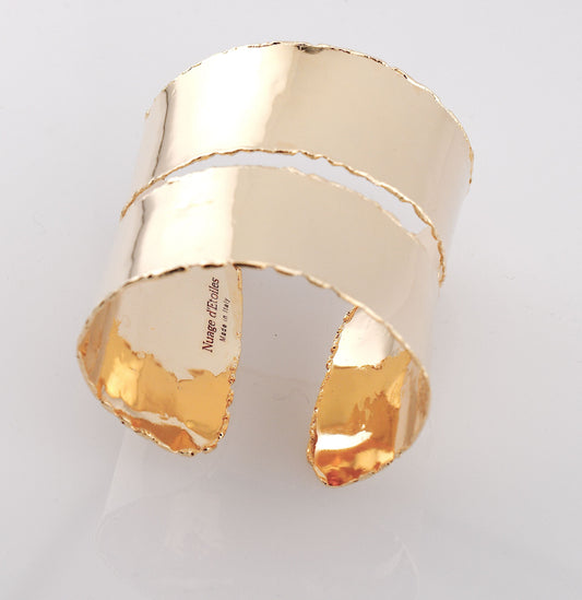 Bracciale Cuff Burn Collection in bronzo placcato oro 24kt – finitura bruciata | Nuage d'Etoiles