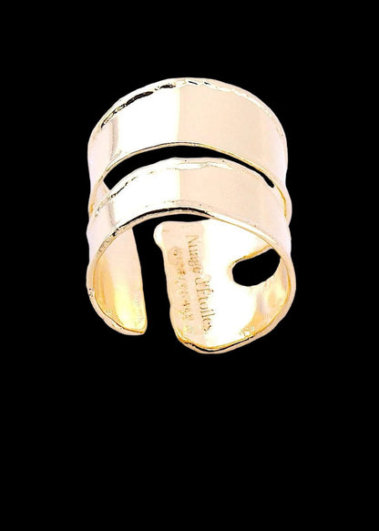 Anello Cuff Burn Collection in bronzo – finitura bruciata artigianale, larghezza 25 mm | Nuage d'Etoiles