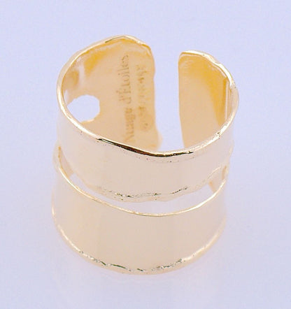 Anello Cuff Burn Collection in bronzo – vista laterale, lavorato a mano | Nuage d'Etoiles