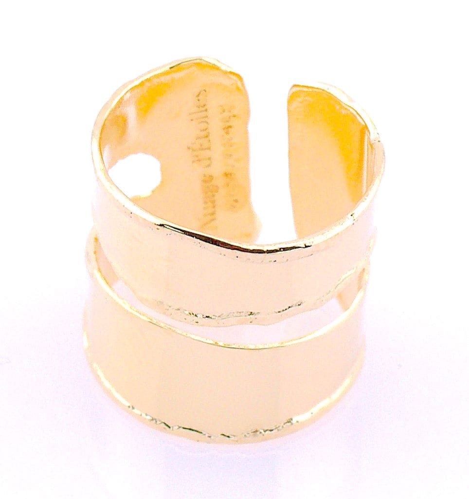 Anello Cuff Burn Collection in bronzo – dettaglio finitura bruciata | Nuage d'Etoiles