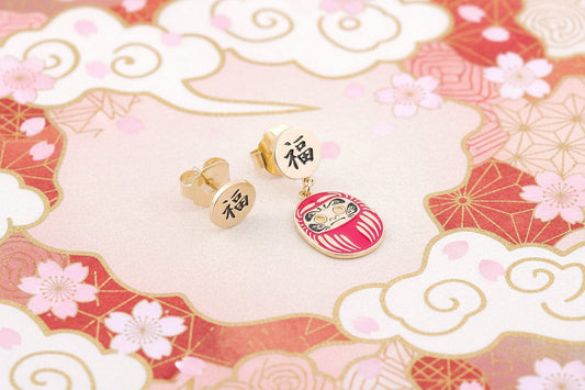 Orecchino MINI Daruma Rosso