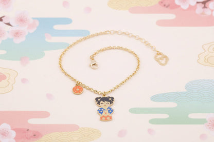 Shizuka – serenità e pace interiore, bracciale mini bambolina giapponese, collezione Kokoro, Nuage d'Etoiles
