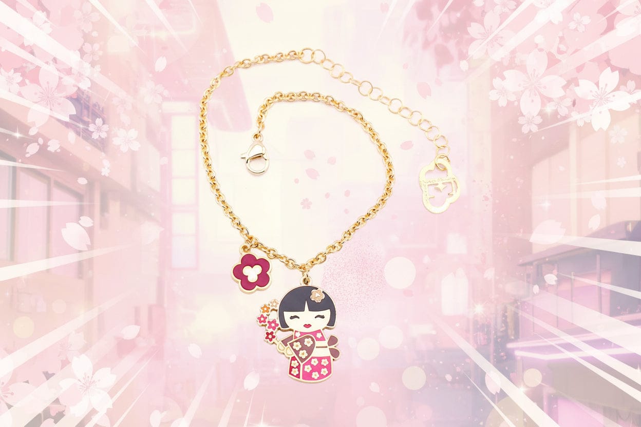 Mari – ribelle e determinata, bracciale mini bambolina giapponese, collezione Kokoro, Nuage d'Etoiles