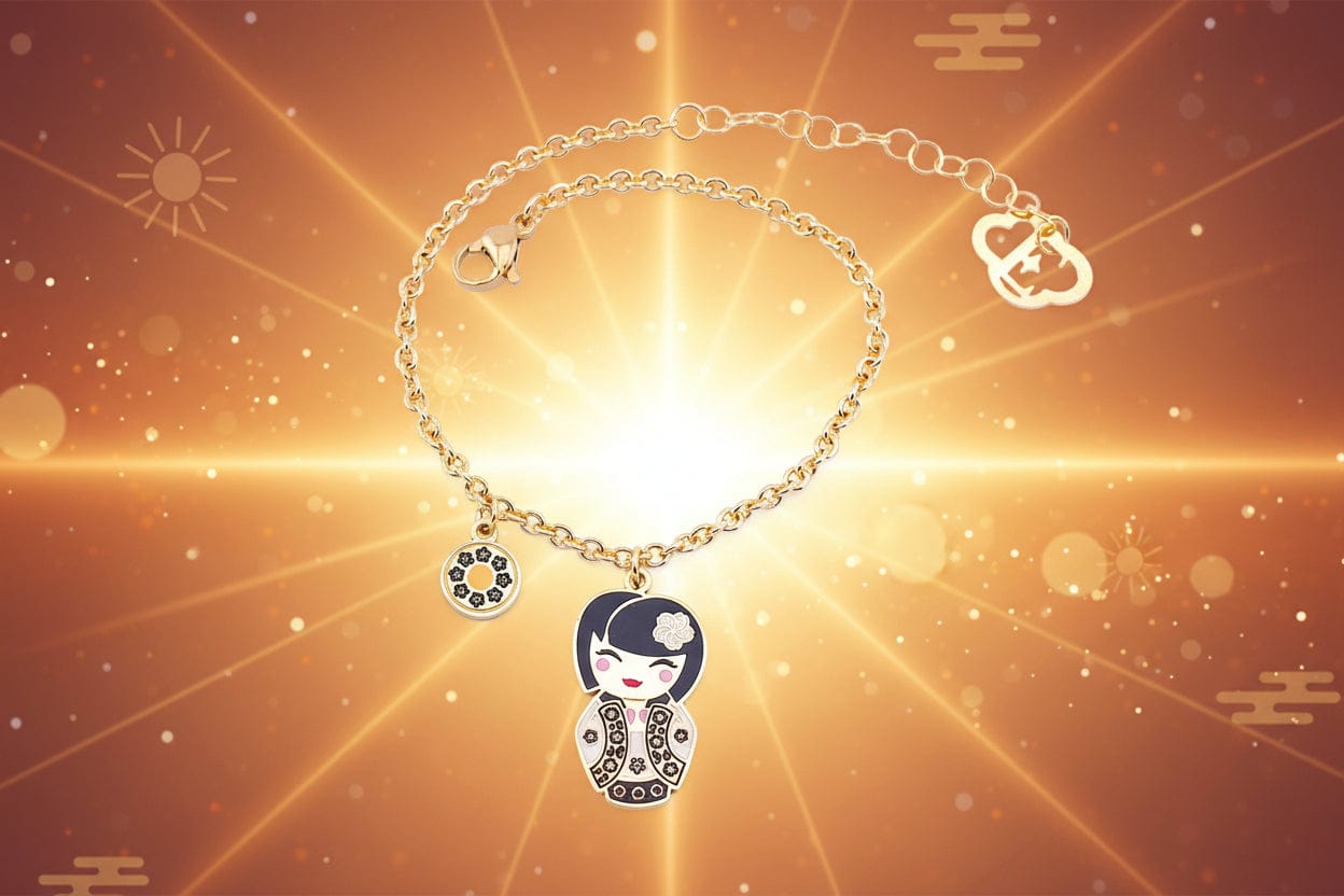 Taiyo – solare e luminosa, bracciale mini bambolina giapponese, collezione Kokoro, Nuage d'Etoiles