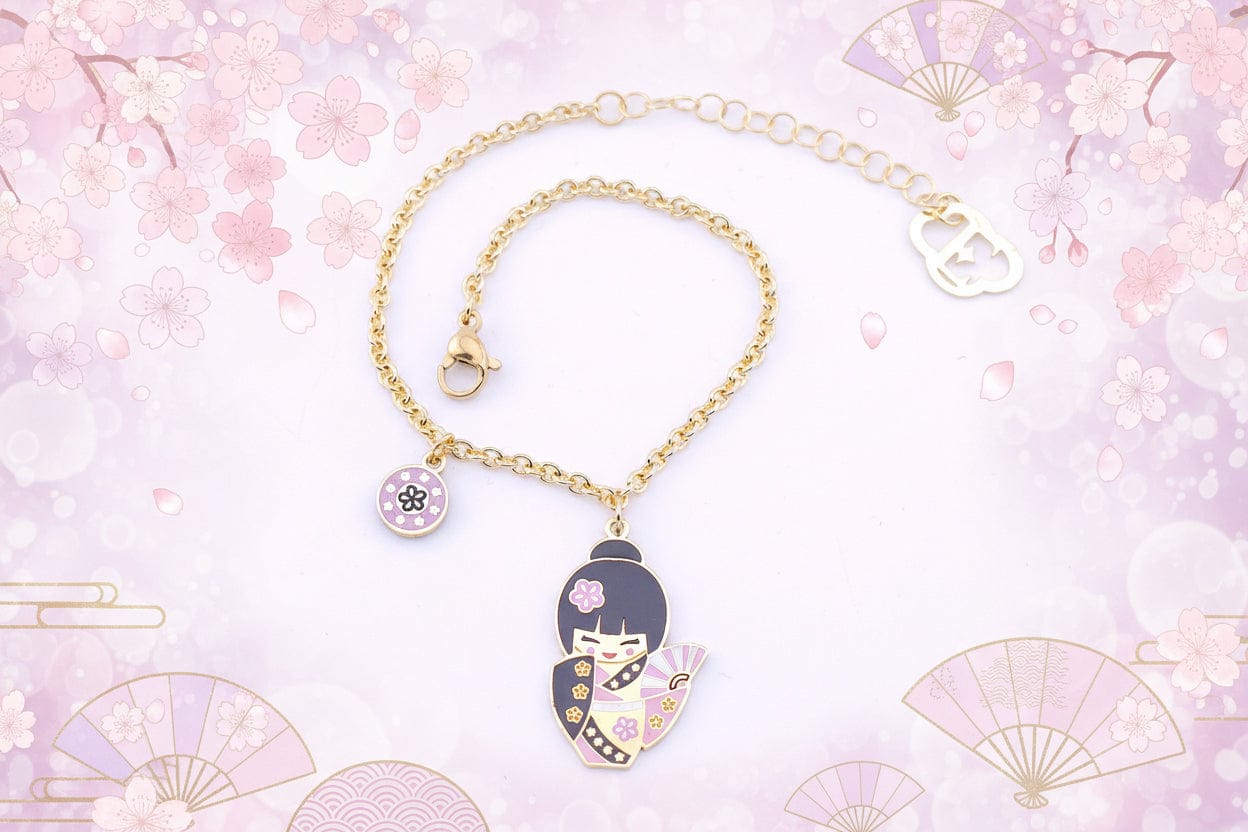 Etsuko – gioia e felicità, bracciale mini bambolina giapponese, collezione Kokoro, Nuage d'Etoiles