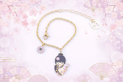 Etsuko – gioia e felicità, bracciale mini bambolina giapponese, collezione Kokoro, Nuage d'Etoiles