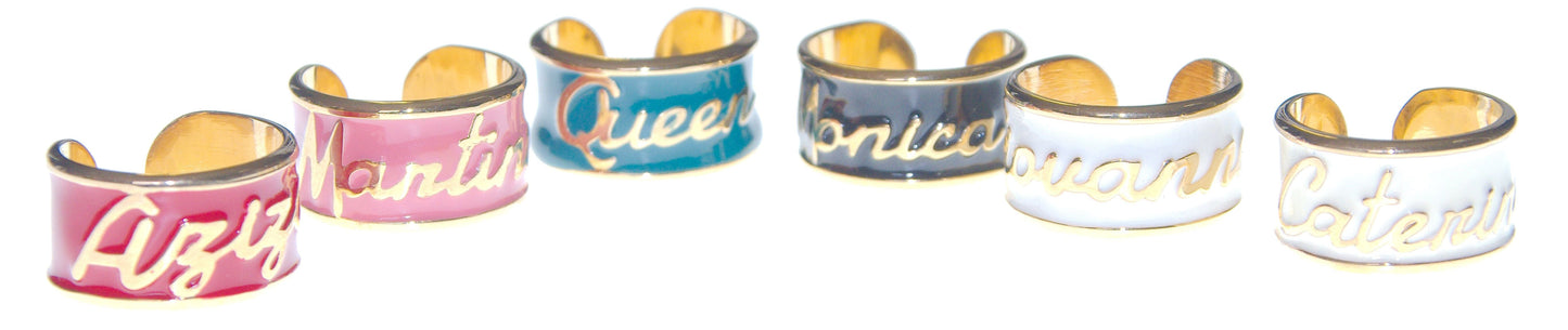 Anello nome personalizzabile smaltato Corsivo
