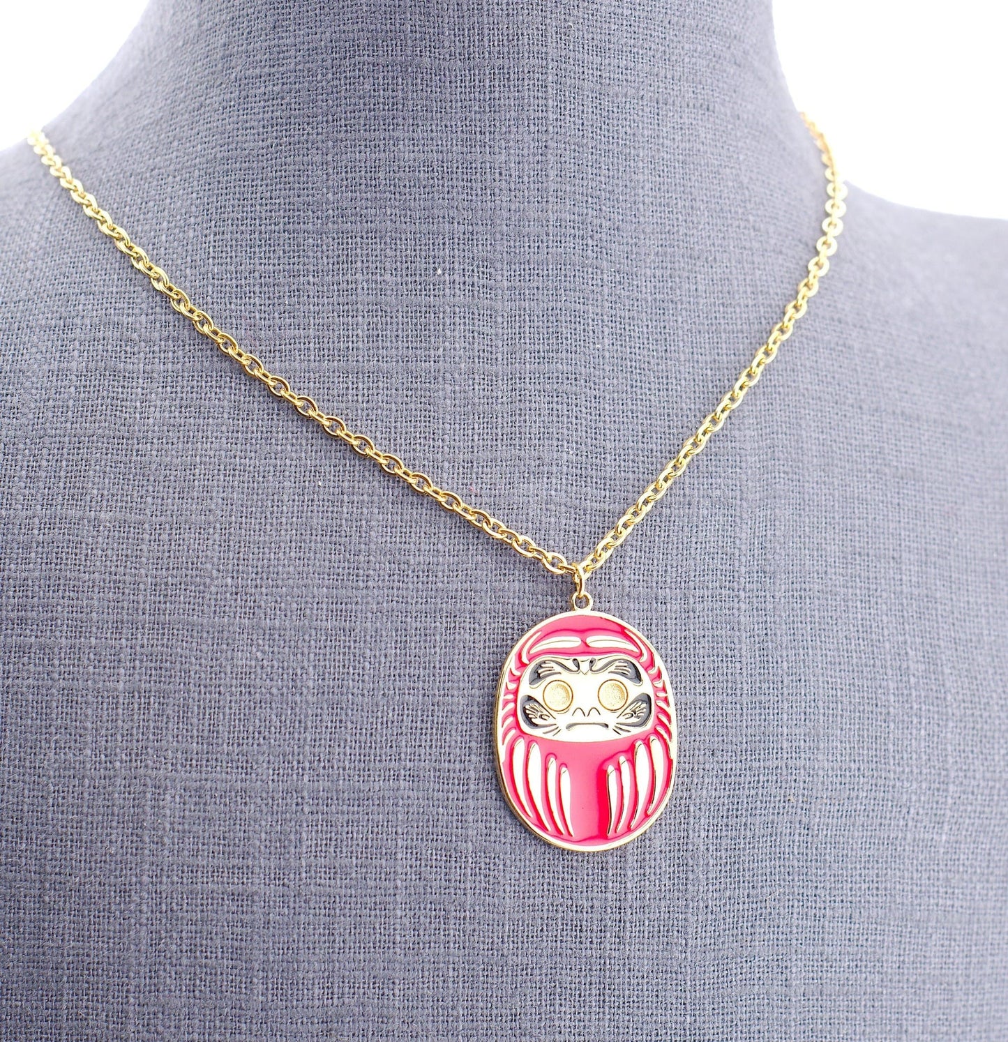 Collana Daruma Rosso Fortuna 35-45cm dettaglio ciondolo – portafortuna giapponese Nuage d'Étoiles