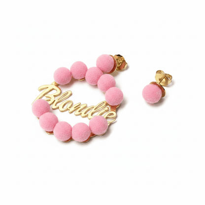 Orecchino Blondie con Tappalobo Pon Pon Rosa – variante rosa | Nuage d'Etoiles