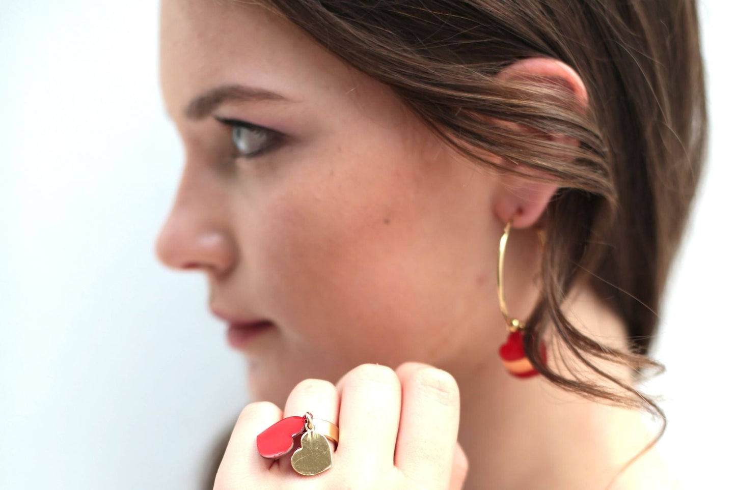 Orecchini chandelier cuore trio