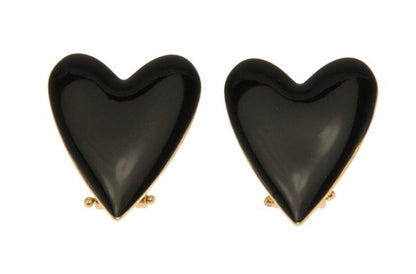 Orecchini Cuore Allungato smaltati a mano in ottone placcato oro 24kt – Nuage d'Etoiles