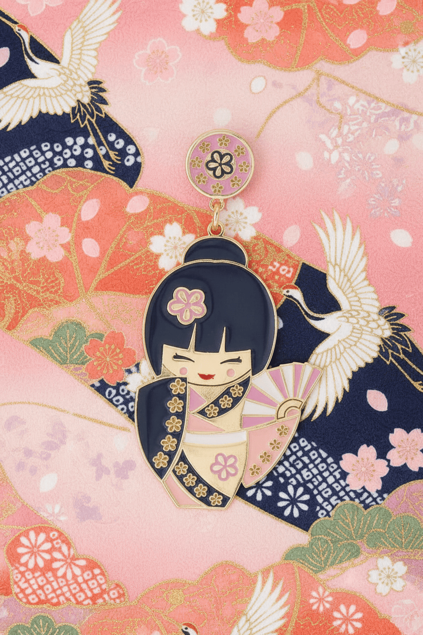 Orecchini Etsuko – gioia in giapponese, vista frontale, collezione Kokoro, Nuage d'Etoiles