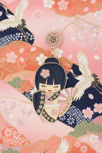 Orecchini Etsuko – gioia in giapponese, vista frontale, collezione Kokoro, Nuage d'Etoiles