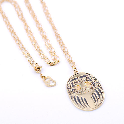 Collana Daruma Oro 24K simbolo di ricchezza prosperità e abbondanza con ciondolo elegante 90 cm per donna