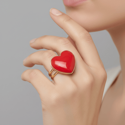 Anello cuore smalto 22mm