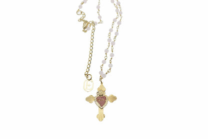 Collana Rosario + croce a raggiera con sacro cuore