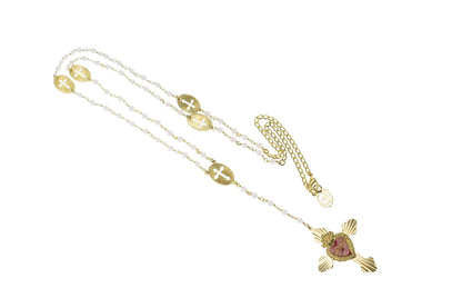 Collana Rosario (90cm)+ croce a raggiera con sacro cuore