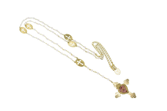 Collana Rosario (90cm)+ croce a raggiera con sacro cuore