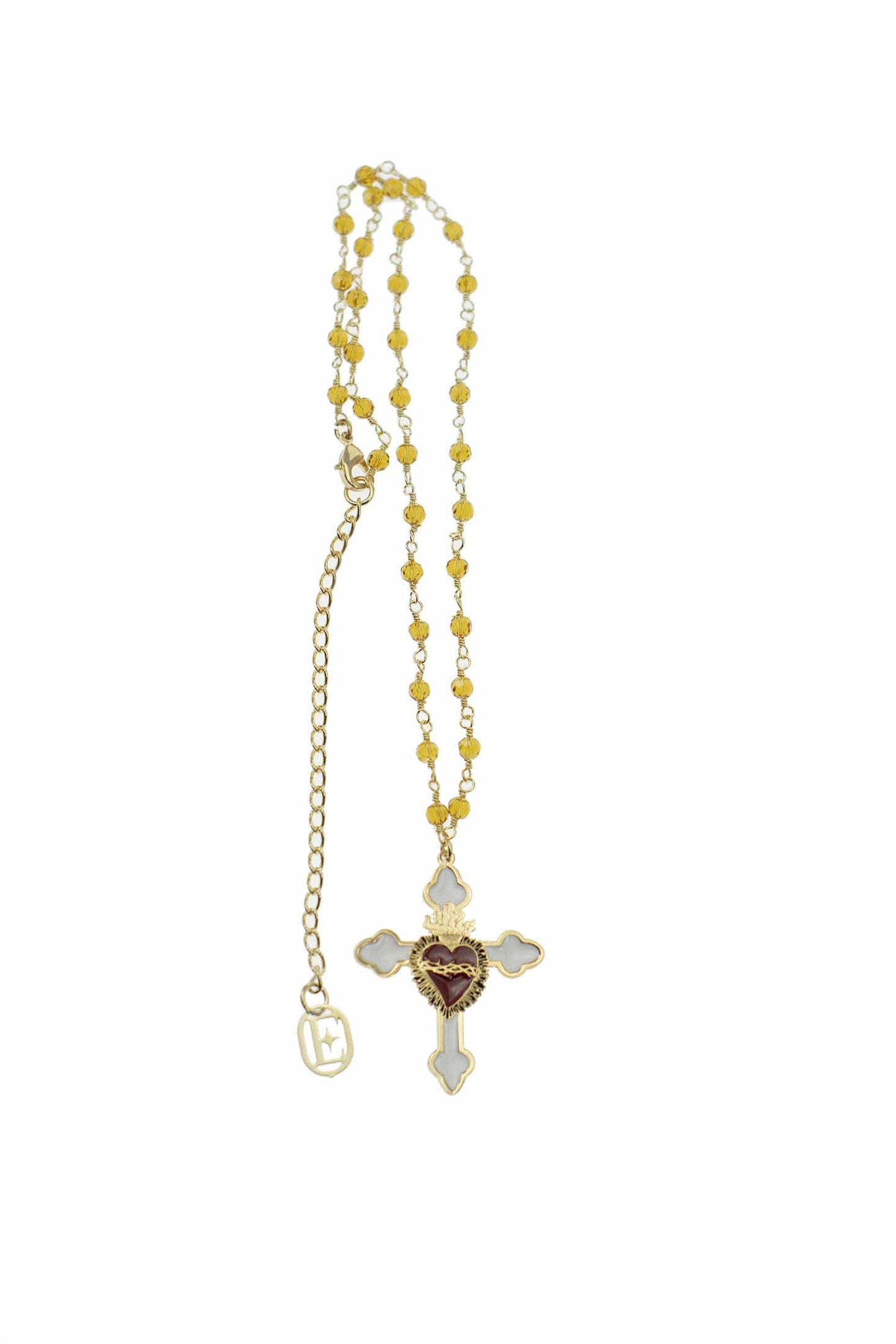 Collana Rosario + croce smaltata con sacro cuore