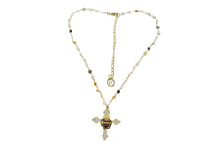 Collana Rosario + croce bianca con sacro cuore