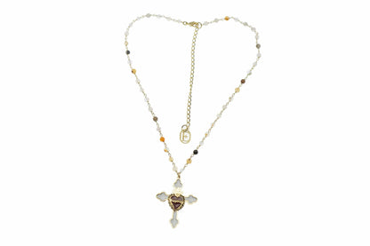 Collana Rosario (42cm)+ croce bianca con sacro cuore